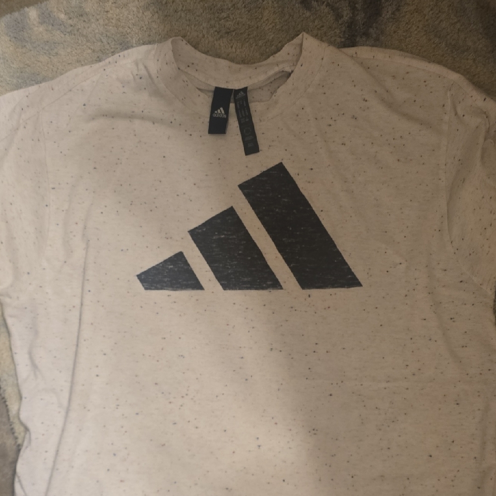 Adidas Womens Speckled White Tee with Black Logo
